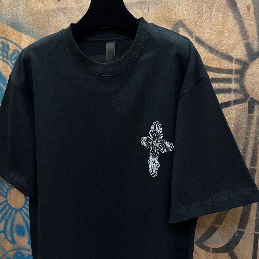 Chrome Hearts 克罗心 十字架绣花圆领短袖 T恤 白色 黑色 A0