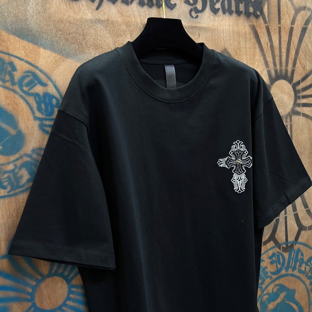 Chrome Hearts 克罗心 十字架绣花圆领短袖 T恤 白色 黑色 A0