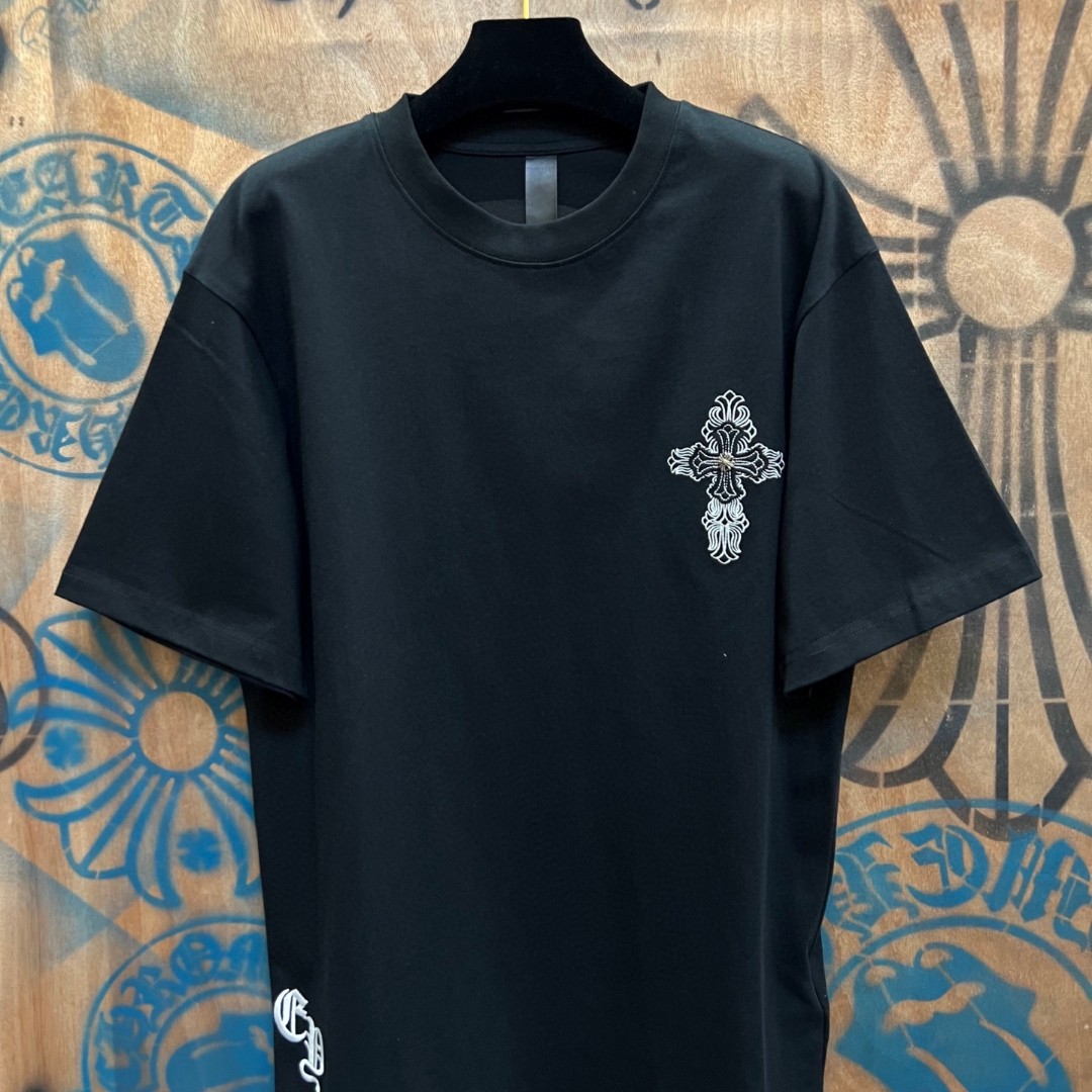 Chrome Hearts 克罗心 十字架绣花圆领短袖 T恤 白色 黑色 A0