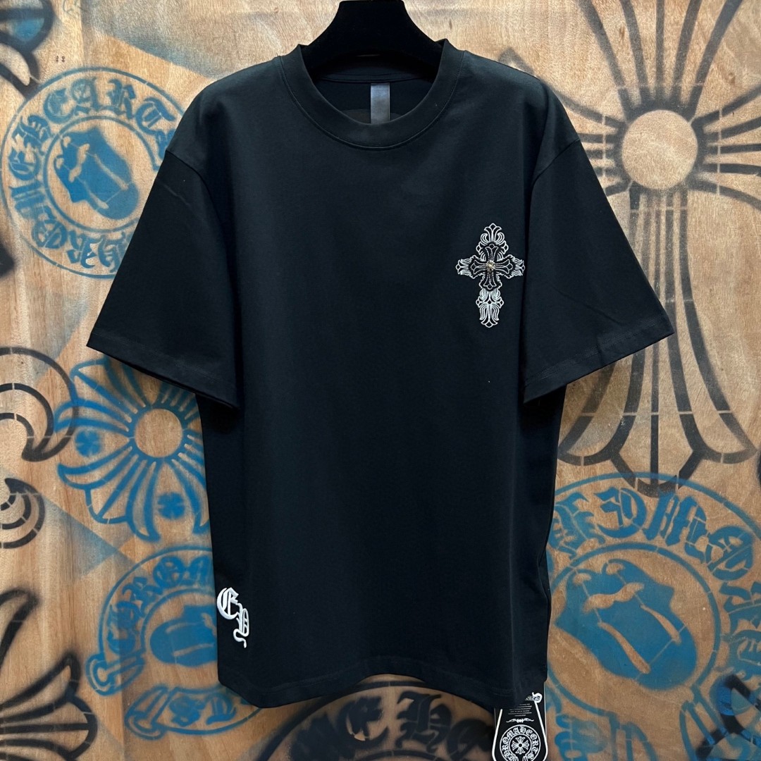 Chrome Hearts 克罗心 十字架绣花圆领短袖 T恤 白色 黑色 A0