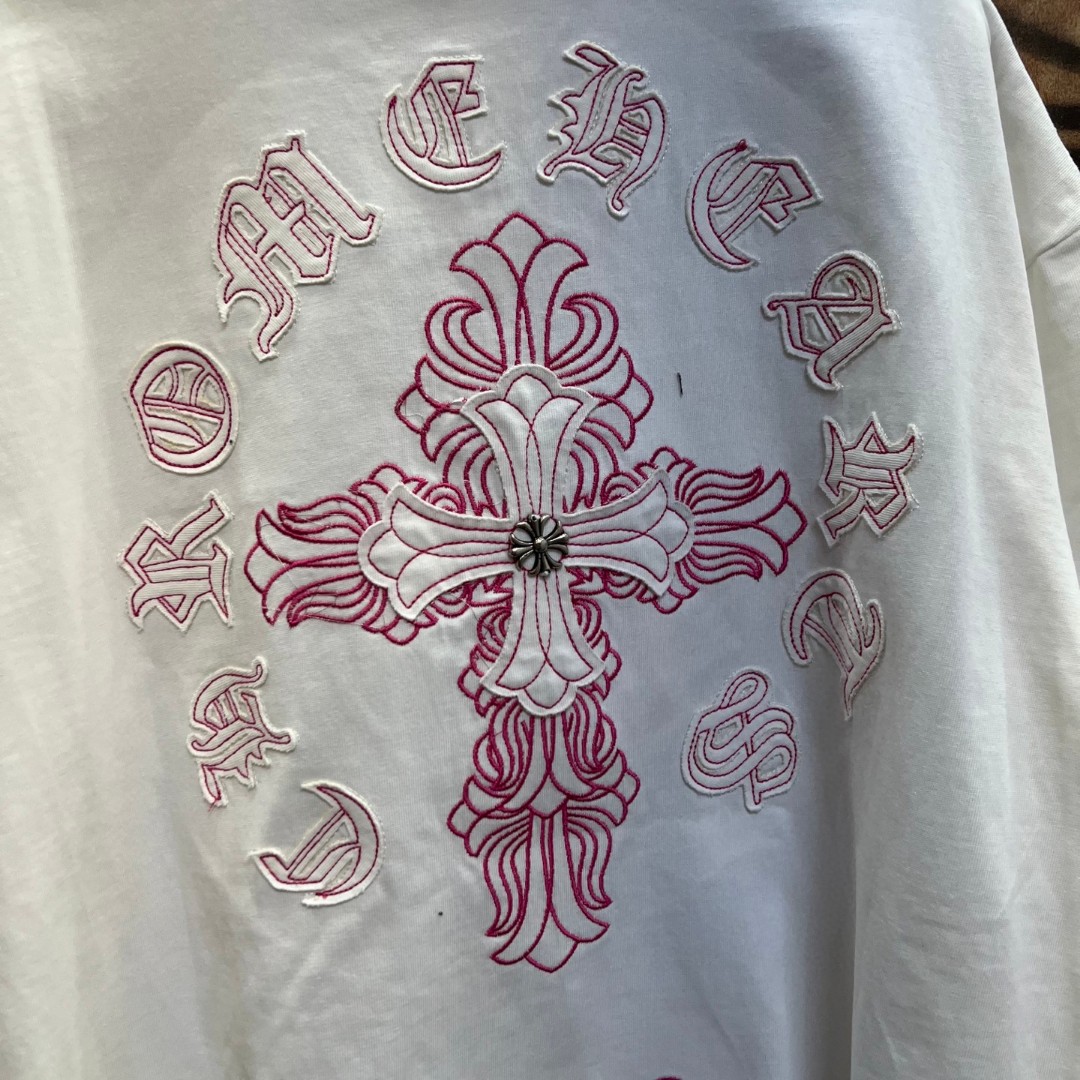 Chrome Hearts 克罗心 十字架绣花圆领短袖 T恤 白色 黑色 A0