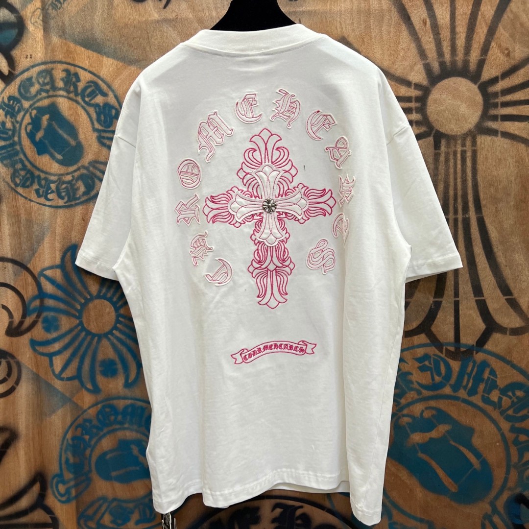 Chrome Hearts 克罗心 十字架绣花圆领短袖 T恤 白色 黑色 A0