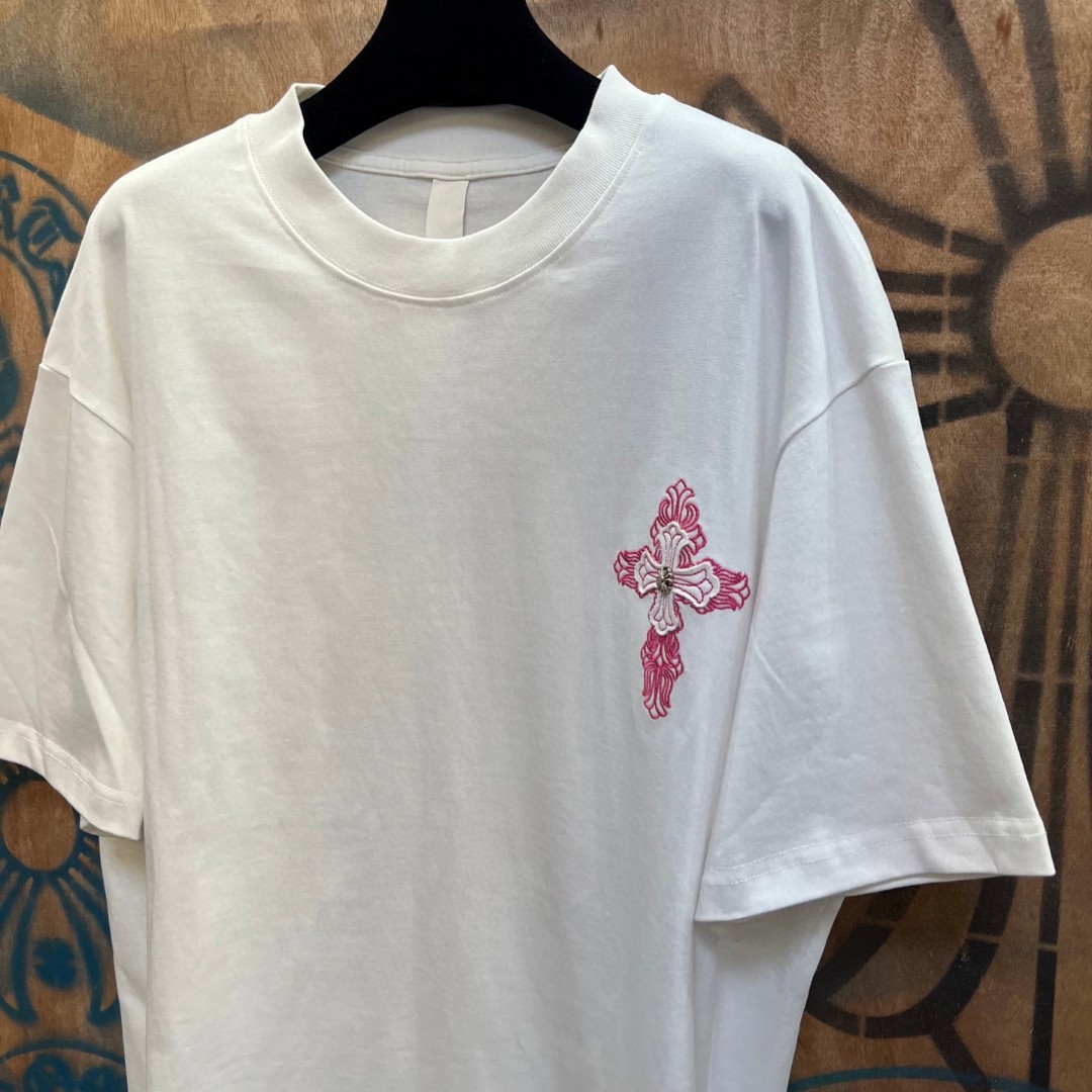 Chrome Hearts 克罗心 十字架绣花圆领短袖 T恤 白色 黑色 A0