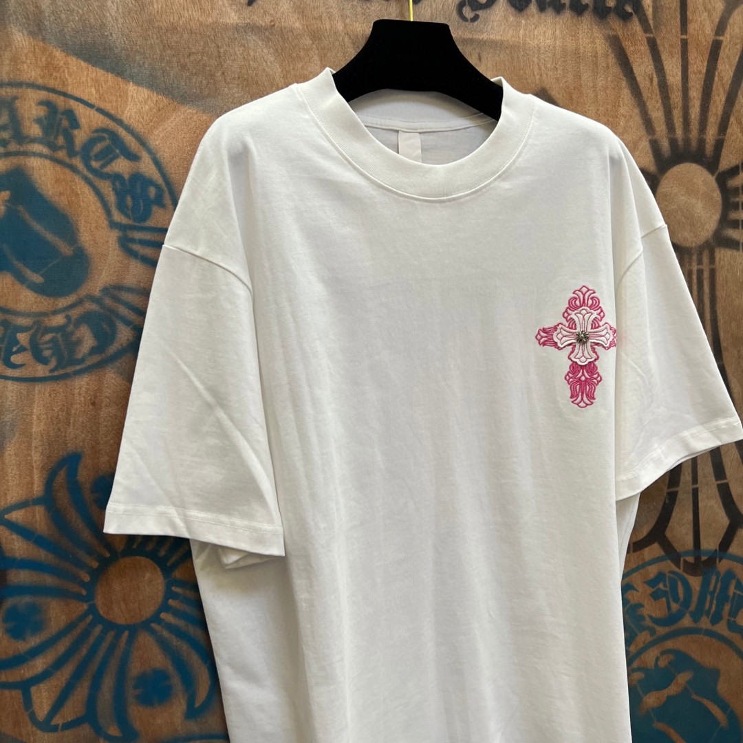 Chrome Hearts 克罗心 十字架绣花圆领短袖 T恤 白色 黑色 A0