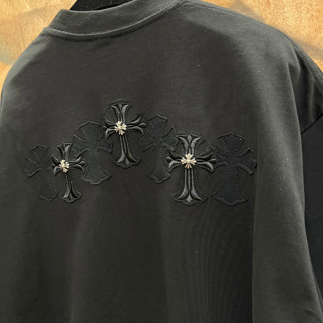 Chrome Hearts 克罗心 十字架绣花圆领短袖 T恤 白色 黑色 A0