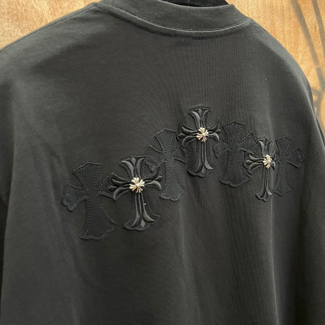 Chrome Hearts 克罗心 十字架绣花圆领短袖 T恤 白色 黑色 A0