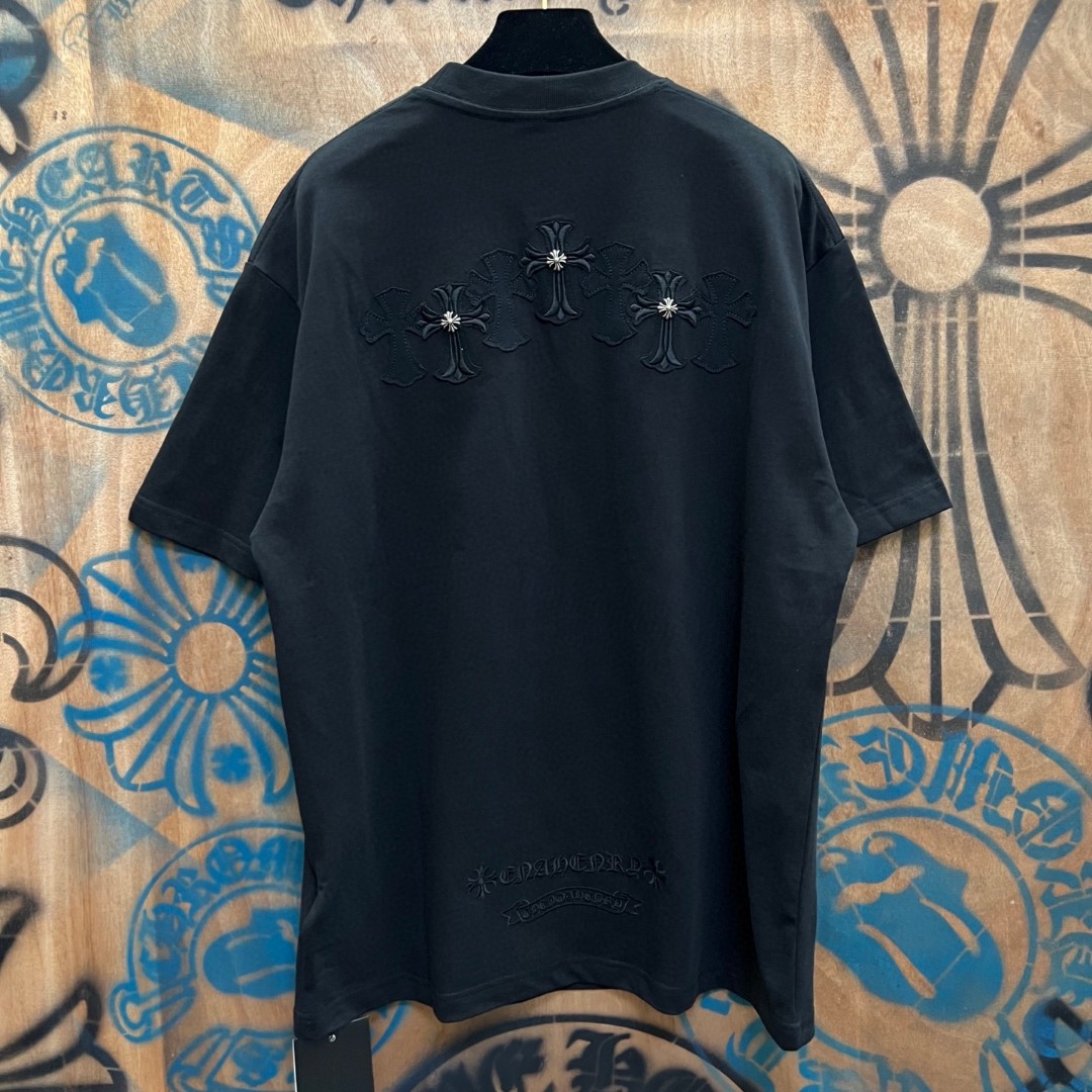 Chrome Hearts 克罗心 十字架绣花圆领短袖 T恤 白色 黑色 A0