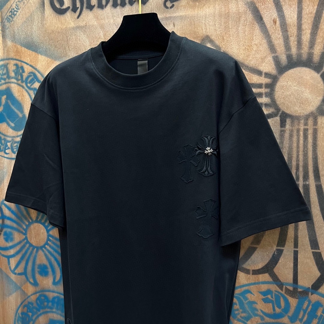 Chrome Hearts 克罗心 十字架绣花圆领短袖 T恤 白色 黑色 A0