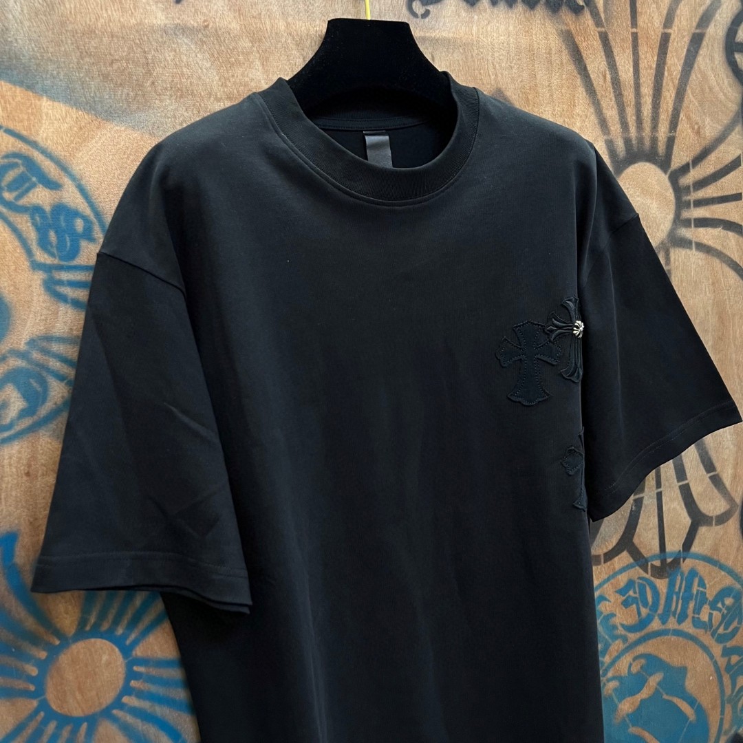 Chrome Hearts 克罗心 十字架绣花圆领短袖 T恤 白色 黑色 A0