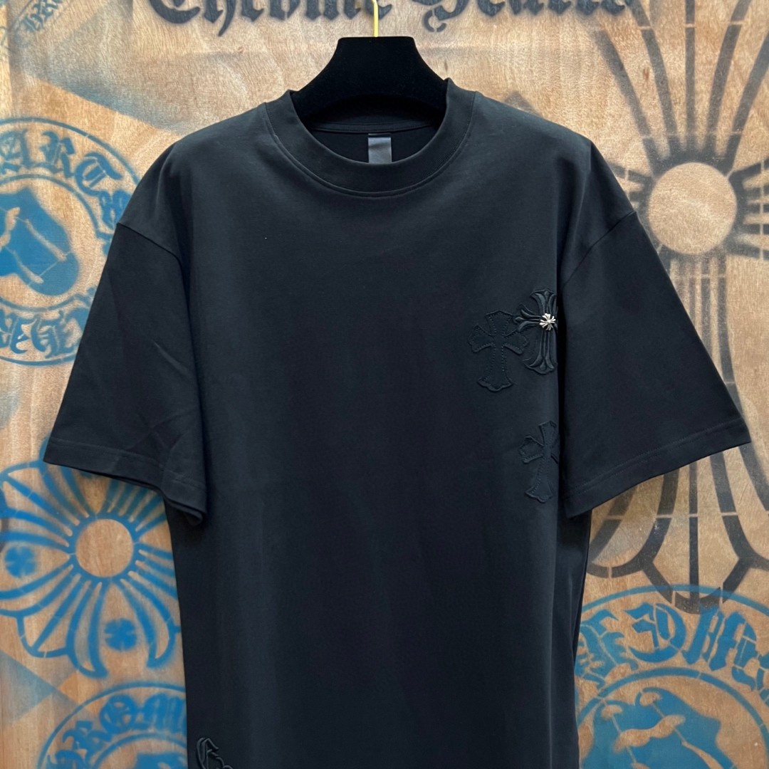 Chrome Hearts 克罗心 十字架绣花圆领短袖 T恤 白色 黑色 A0