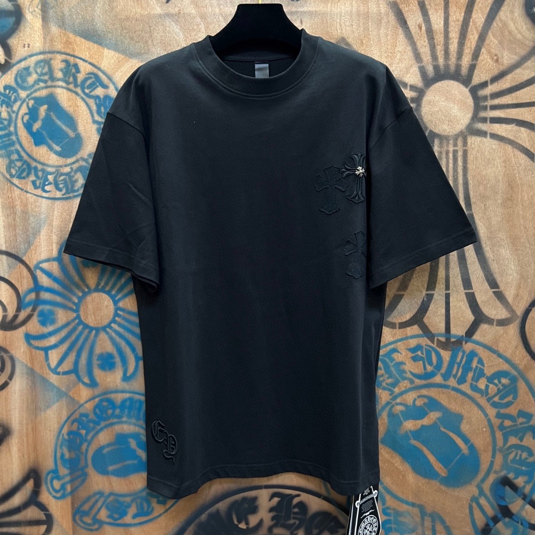 Chrome Hearts 克罗心 十字架绣花圆领短袖 T恤 白色 黑色 A0