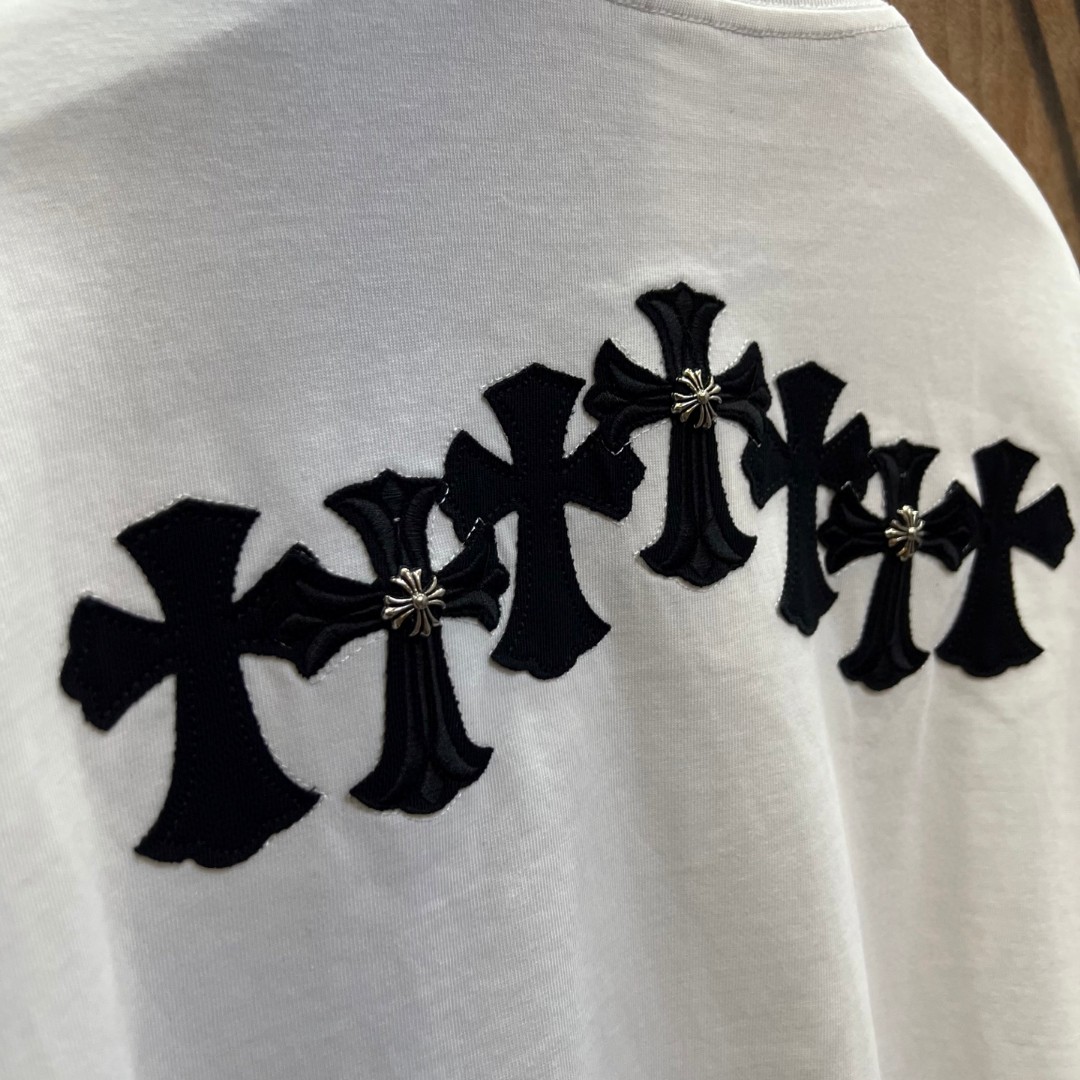Chrome Hearts 克罗心 十字架绣花圆领短袖 T恤 白色 黑色 A0