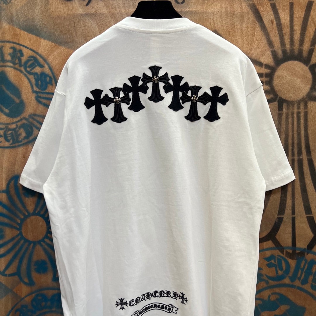 Chrome Hearts 克罗心 十字架绣花圆领短袖 T恤 白色 黑色 A0