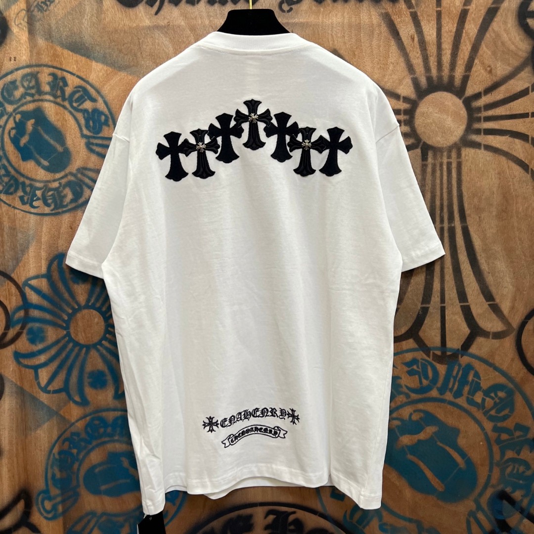 Chrome Hearts 克罗心 十字架绣花圆领短袖 T恤 白色 黑色 A0
