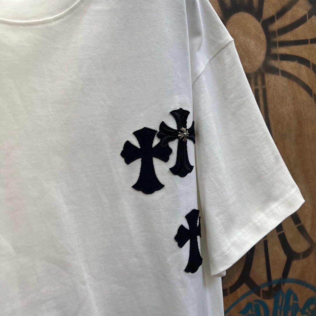 Chrome Hearts 克罗心 十字架绣花圆领短袖 T恤 白色 黑色 A0