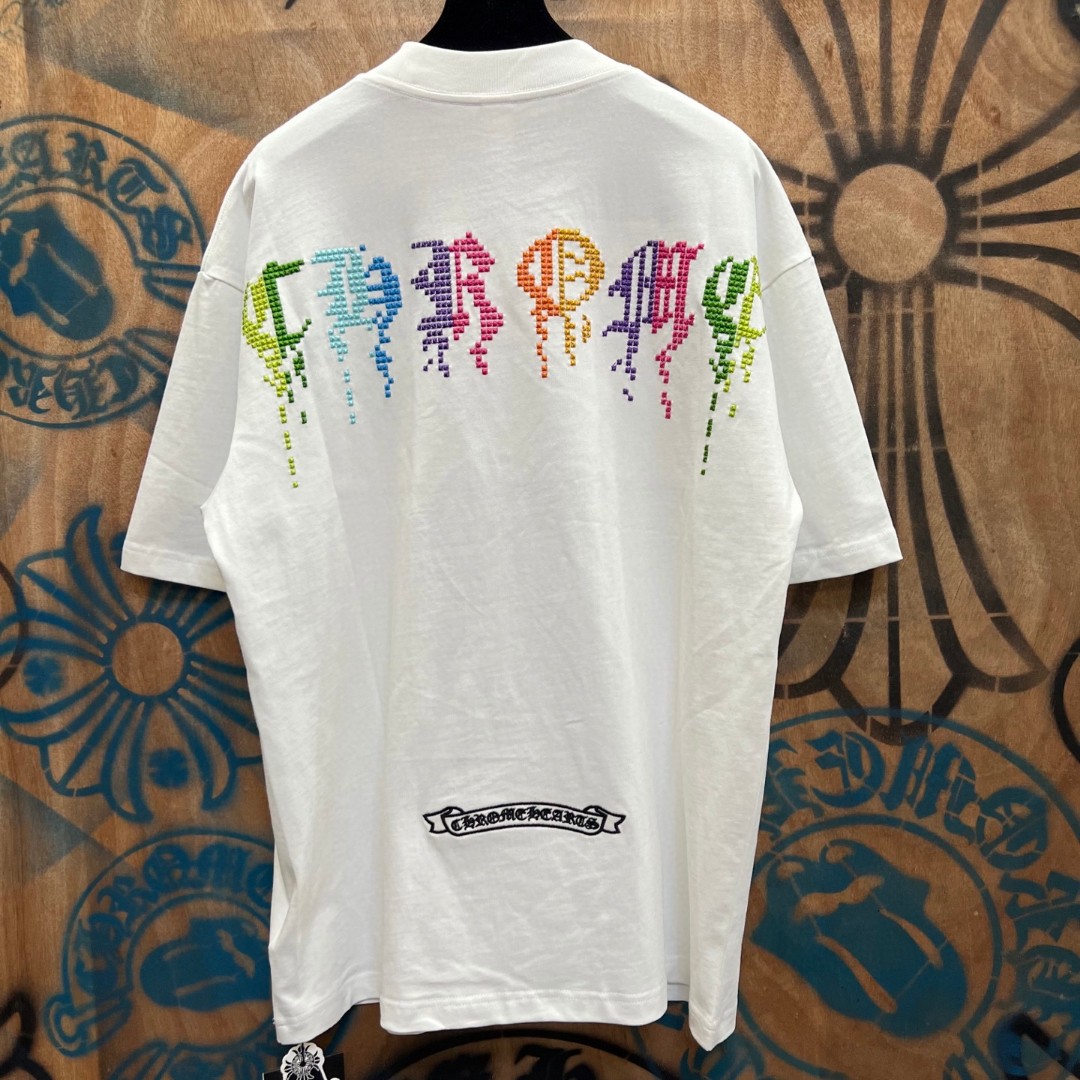 Chrome Hearts 克罗心 彩色绣花圆领短袖 T恤 白色 黑色 A0