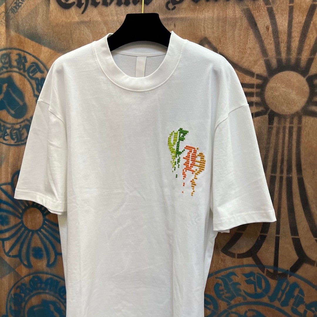 Chrome Hearts 克罗心 彩色绣花圆领短袖 T恤 白色 黑色 A0