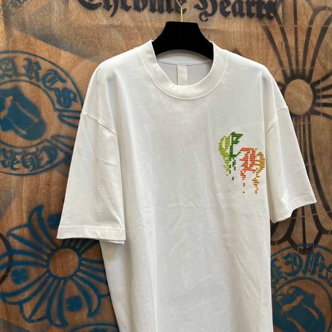 Chrome Hearts 克罗心 彩色绣花圆领短袖 T恤 白色 黑色 A0