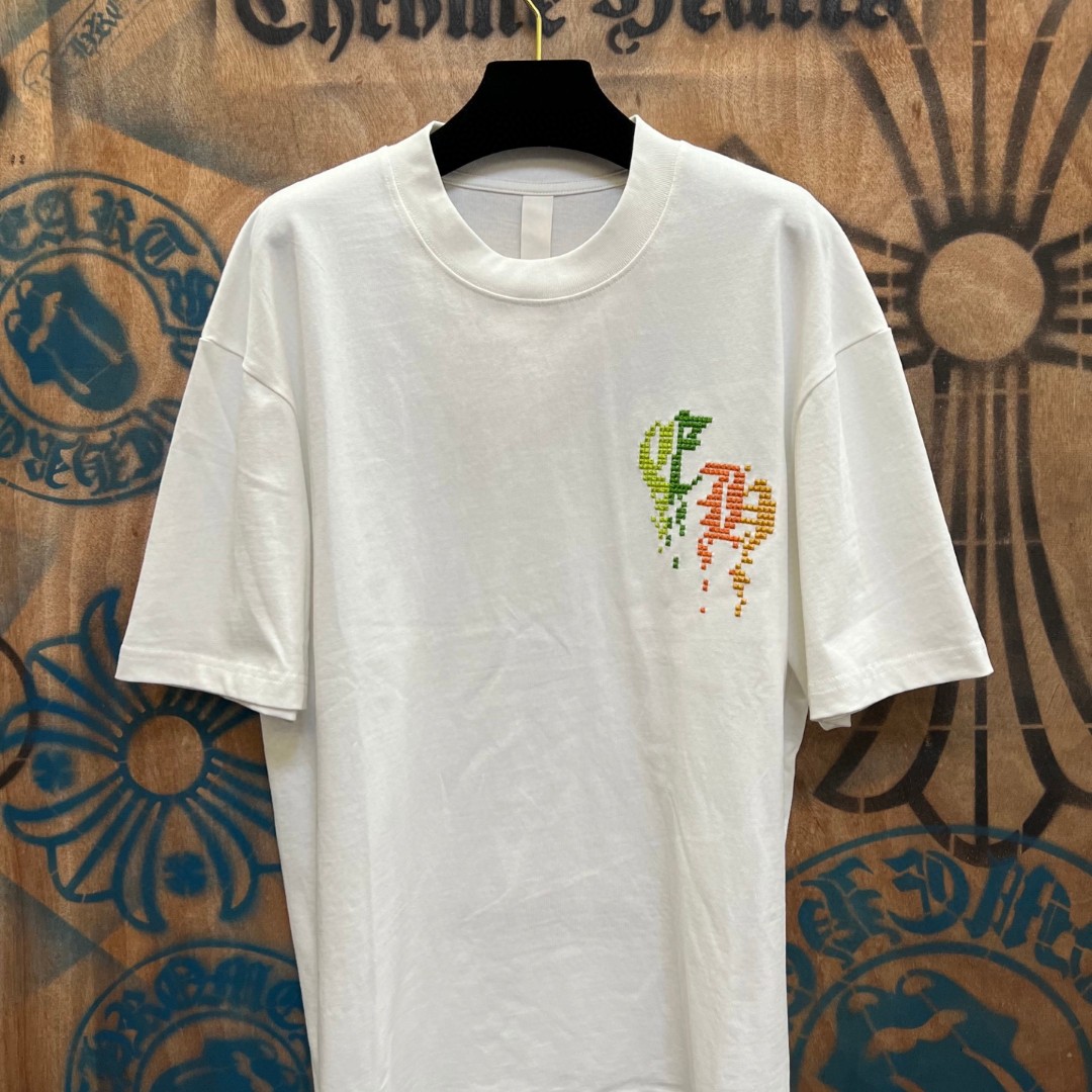 Chrome Hearts 克罗心 彩色绣花圆领短袖 T恤 白色 黑色 A0