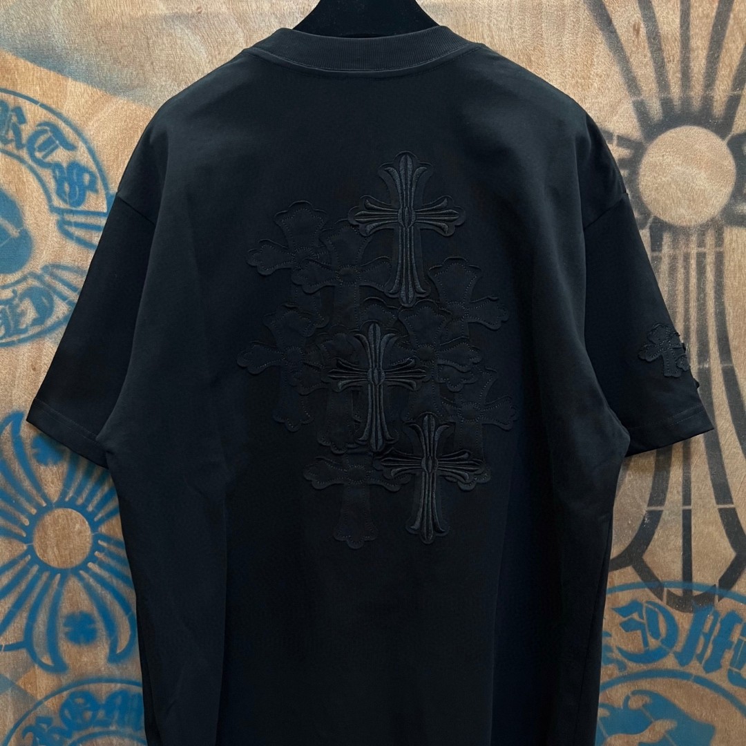 Chrome Hearts 克罗心 十字架绣花圆领短袖 T恤 黑色 A0