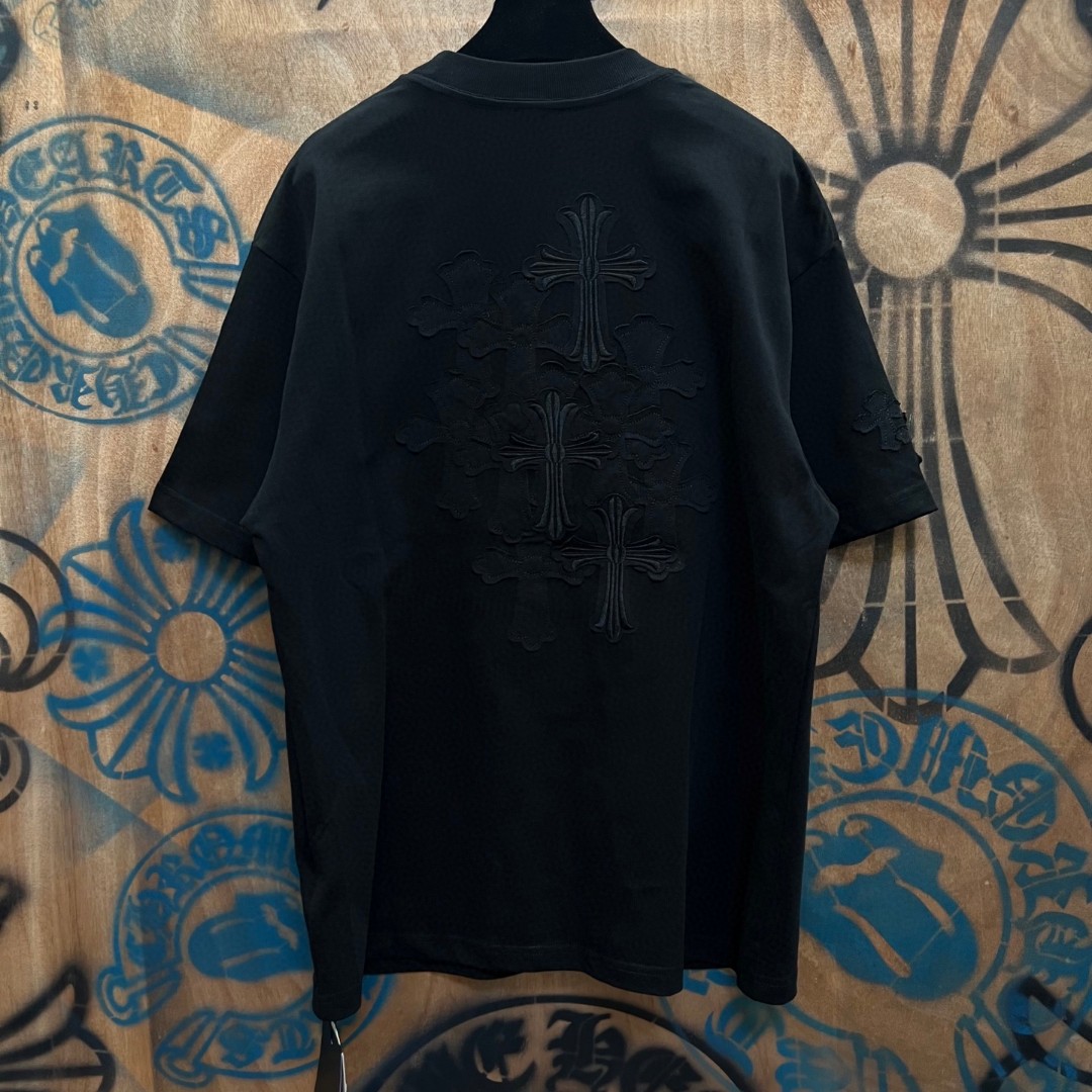 Chrome Hearts 克罗心 十字架绣花圆领短袖 T恤 黑色 A0