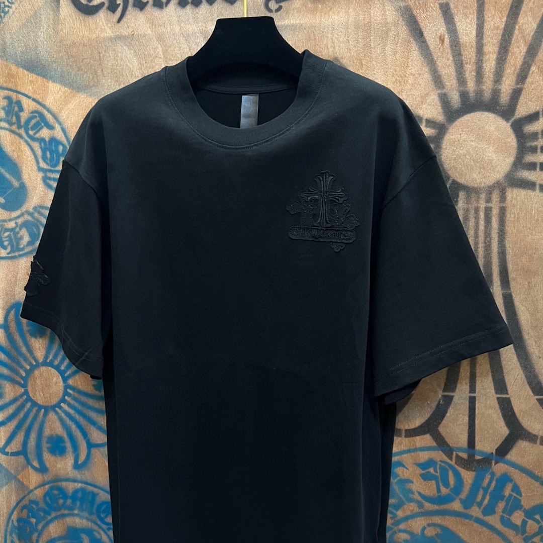 Chrome Hearts 克罗心 十字架绣花圆领短袖 T恤 黑色 A0