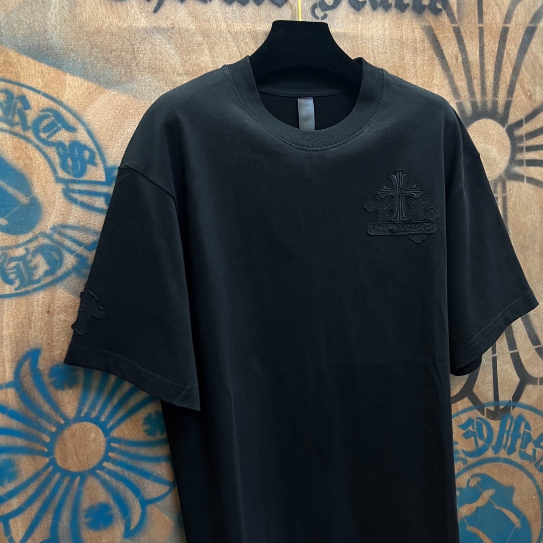 Chrome Hearts 克罗心 十字架绣花圆领短袖 T恤 黑色 A0