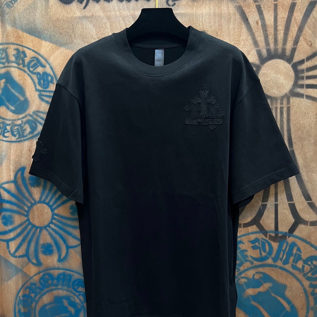 Chrome Hearts 克罗心 十字架绣花圆领短袖 T恤 黑色 A0