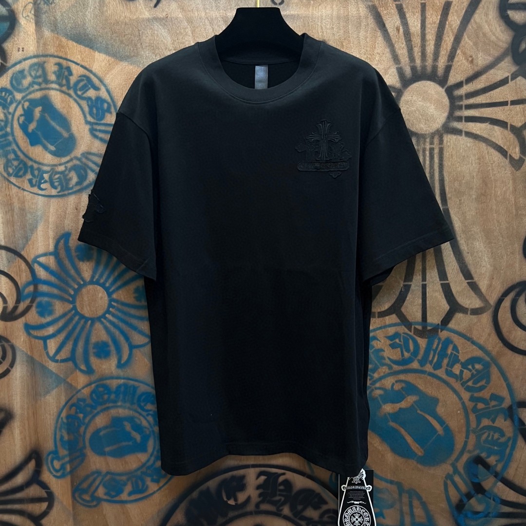 Chrome Hearts 克罗心 十字架绣花圆领短袖 T恤 黑色 A0
