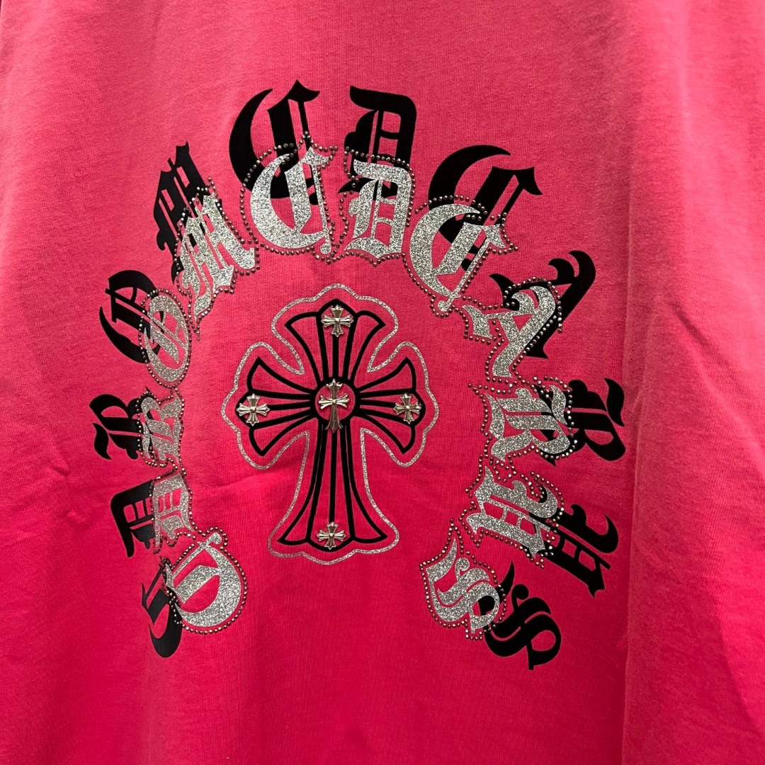 Chrome Hearts 克罗心 马蹄十字架圆领短袖 T恤 粉色 A0