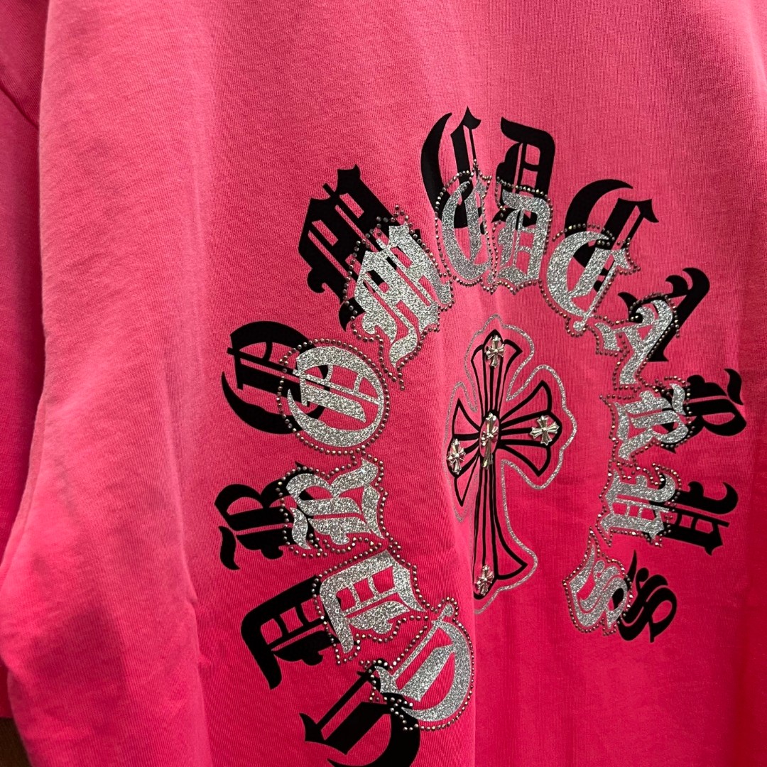 Chrome Hearts 克罗心 马蹄十字架圆领短袖 T恤 粉色 A0