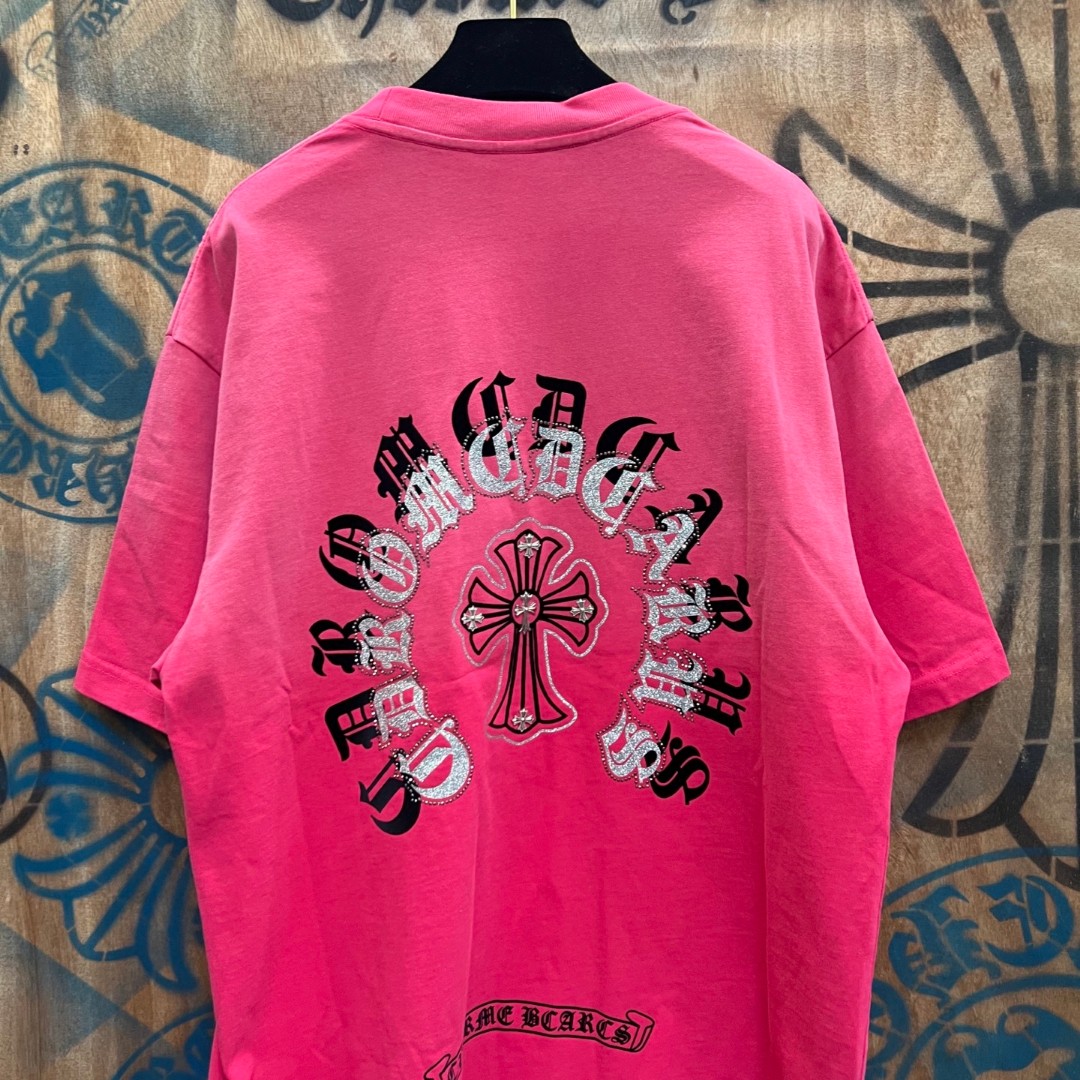 Chrome Hearts 克罗心 马蹄十字架圆领短袖 T恤 粉色 A0