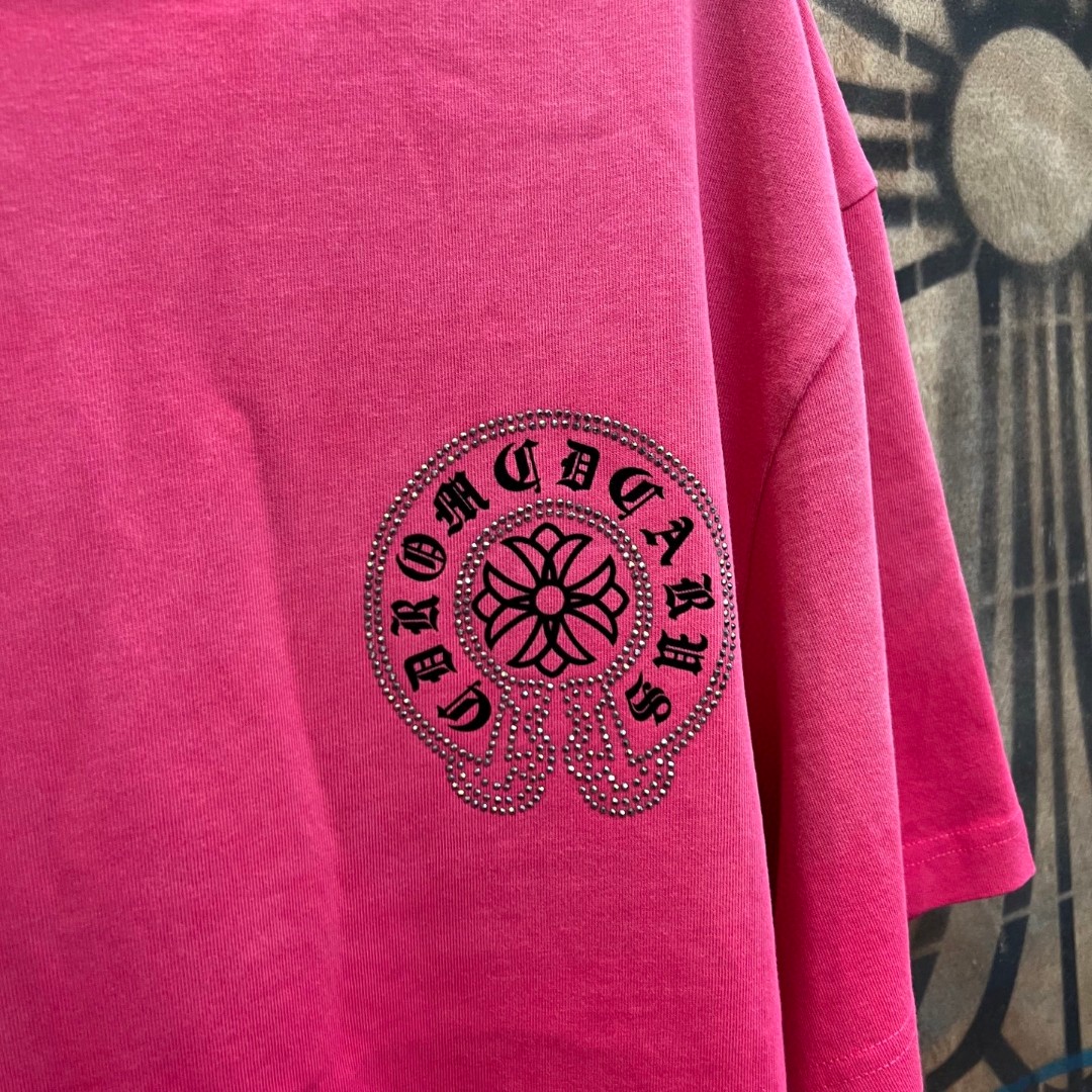 Chrome Hearts 克罗心 马蹄十字架圆领短袖 T恤 粉色 A0