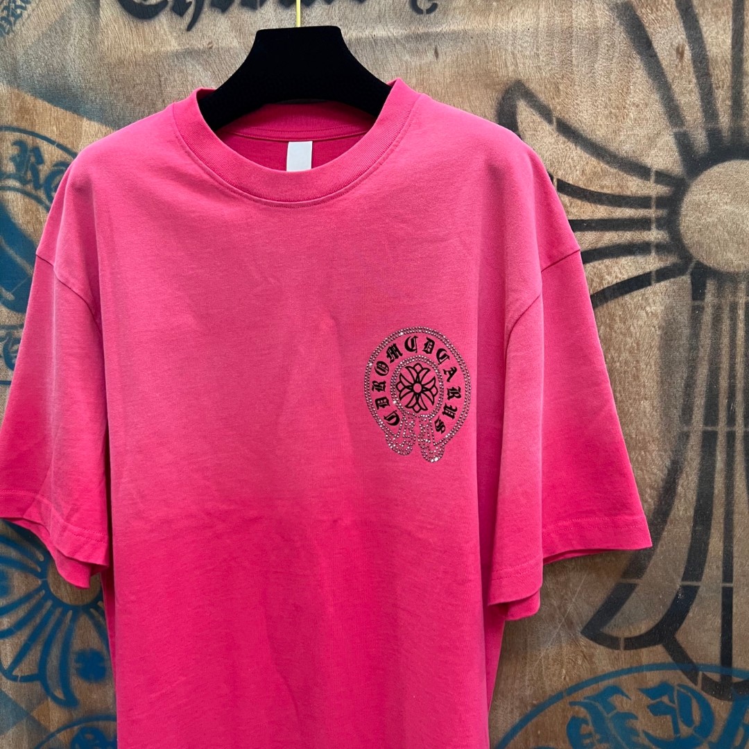 Chrome Hearts 克罗心 马蹄十字架圆领短袖 T恤 粉色 A0