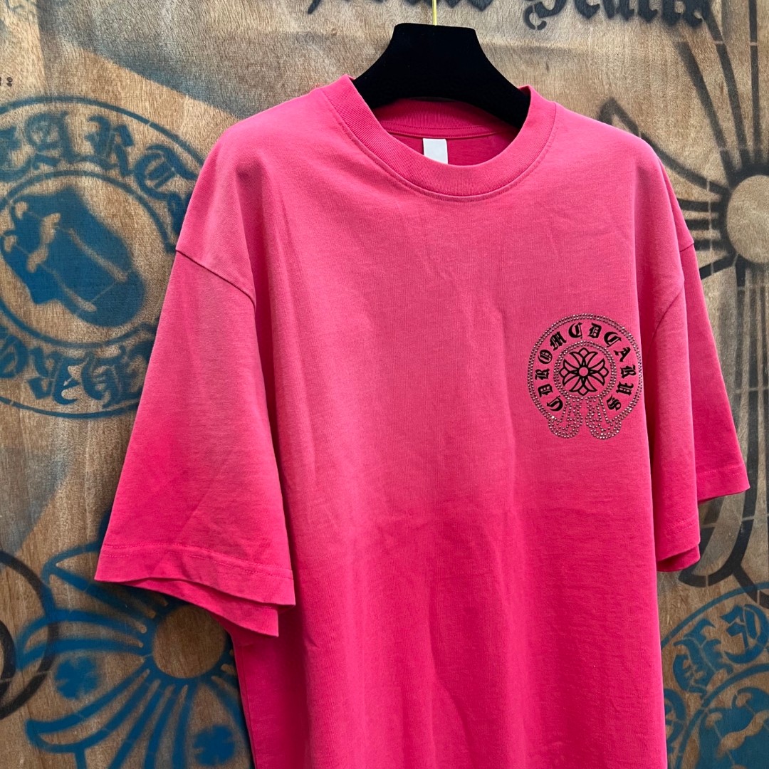 Chrome Hearts 克罗心 马蹄十字架圆领短袖 T恤 粉色 A0