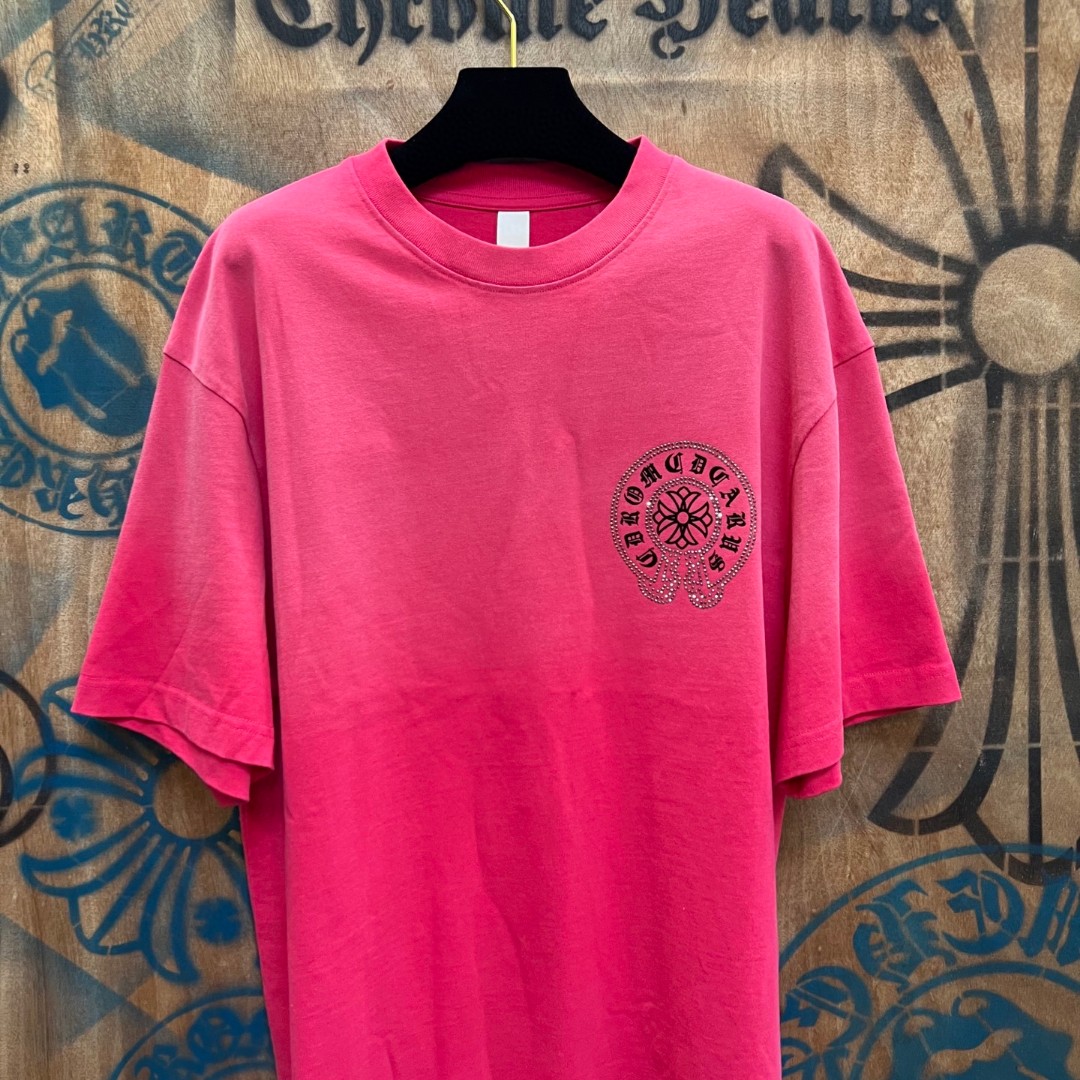 Chrome Hearts 克罗心 马蹄十字架圆领短袖 T恤 粉色 A0
