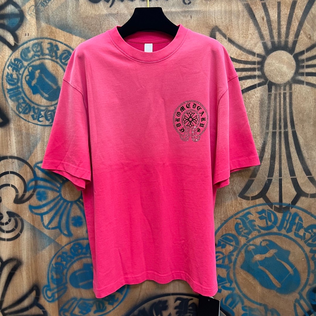 Chrome Hearts 克罗心 马蹄十字架圆领短袖 T恤 粉色 A0