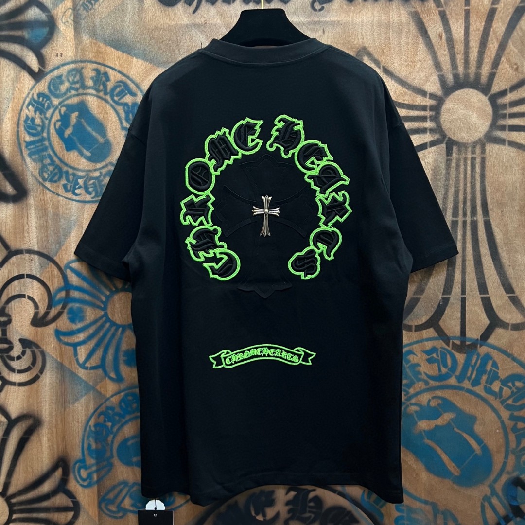 Chrome Hearts 克罗心 十字架绣花圆领短袖 T恤 白色 黑色 A0