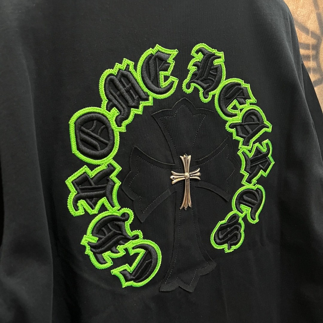 Chrome Hearts 克罗心 十字架绣花圆领短袖 T恤 白色 黑色 A0