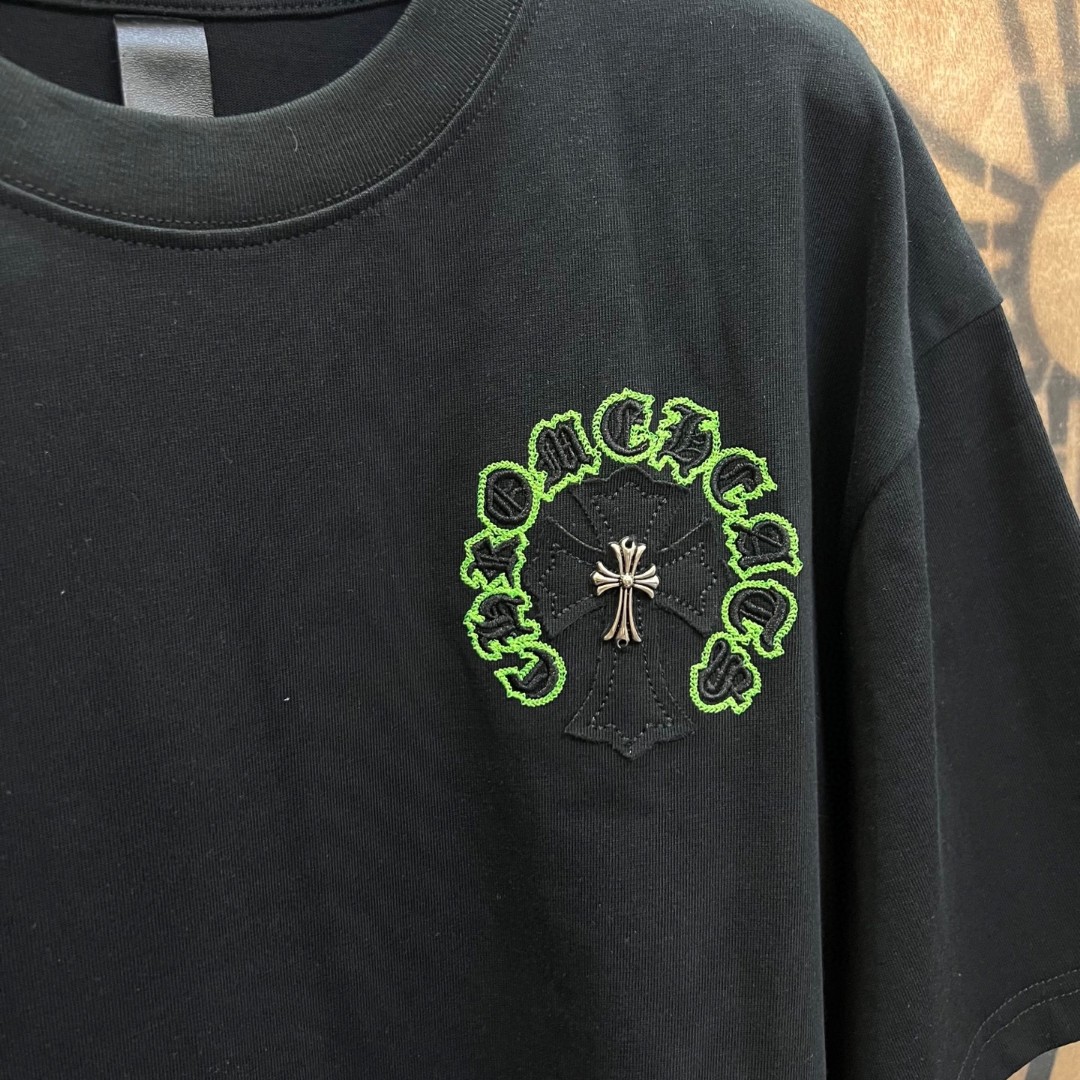 Chrome Hearts 克罗心 十字架绣花圆领短袖 T恤 白色 黑色 A0