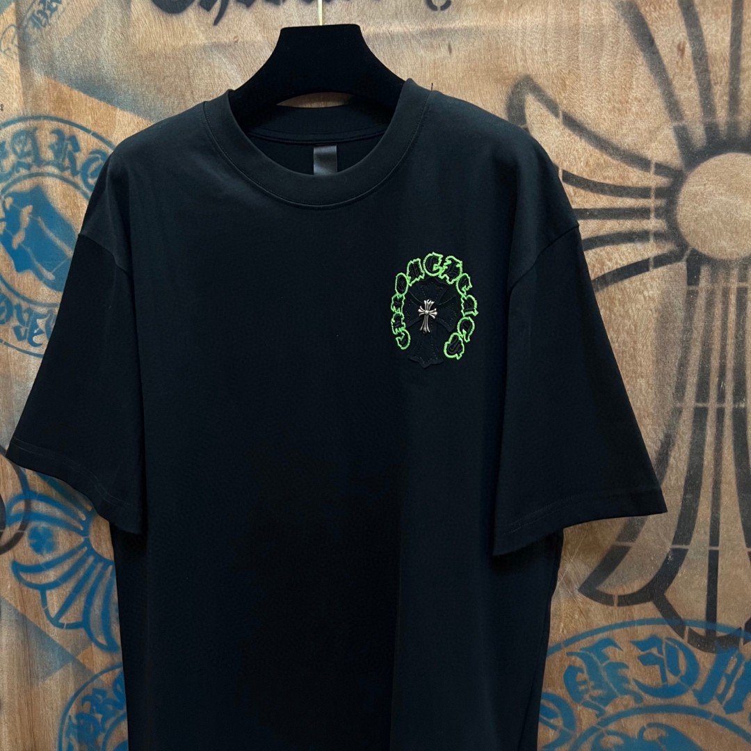 Chrome Hearts 克罗心 十字架绣花圆领短袖 T恤 白色 黑色 A0