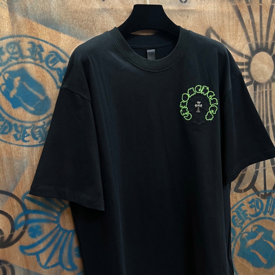 Chrome Hearts 克罗心 十字架绣花圆领短袖 T恤 白色 黑色 A0