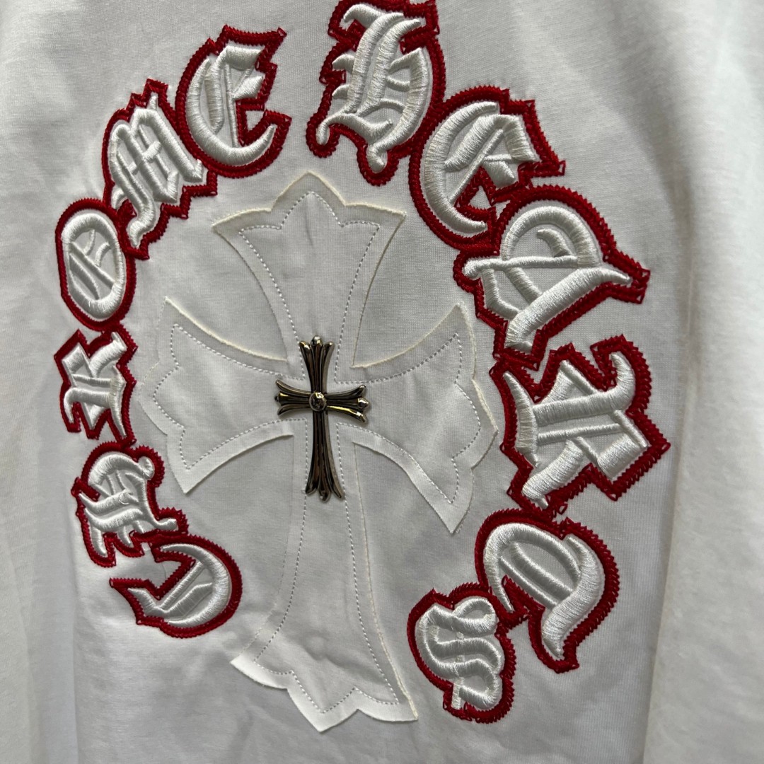 Chrome Hearts 克罗心 十字架绣花圆领短袖 T恤 白色 黑色 A0
