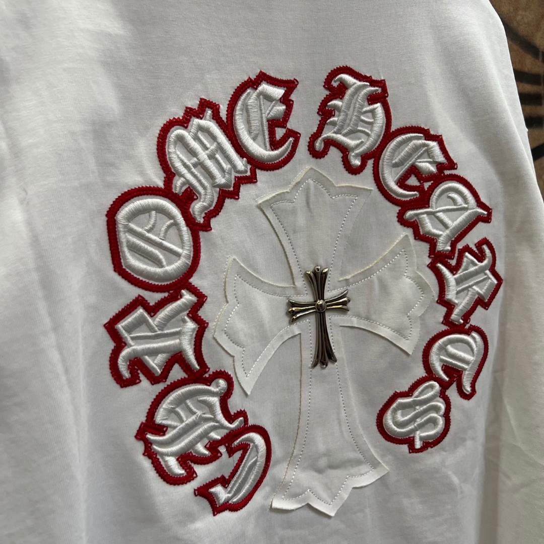 Chrome Hearts 克罗心 十字架绣花圆领短袖 T恤 白色 黑色 A0