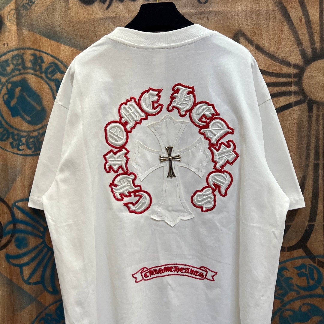 Chrome Hearts 克罗心 十字架绣花圆领短袖 T恤 白色 黑色 A0