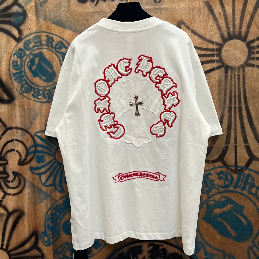 Chrome Hearts 克罗心 十字架绣花圆领短袖 T恤 白色 黑色 A0