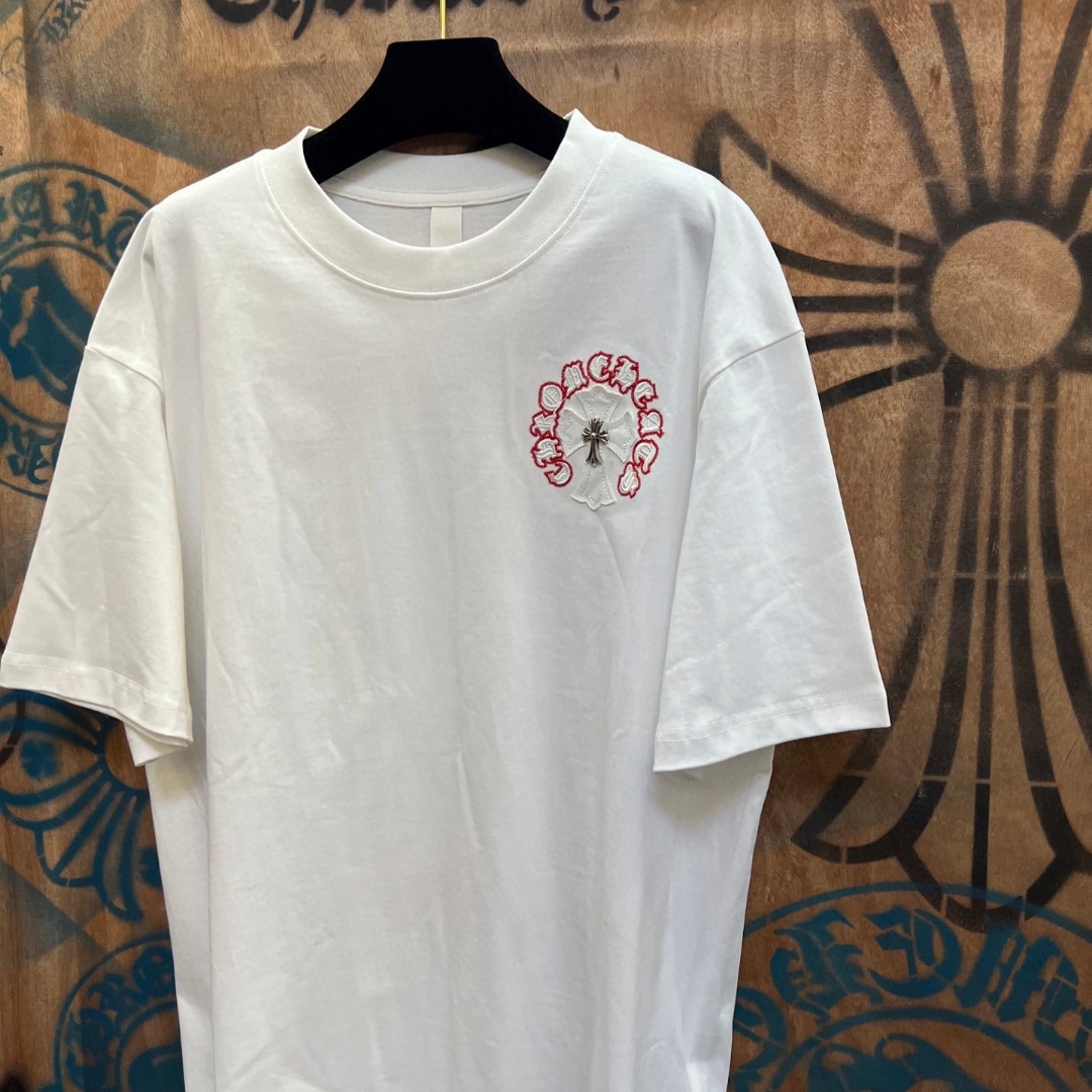 Chrome Hearts 克罗心 十字架绣花圆领短袖 T恤 白色 黑色 A0