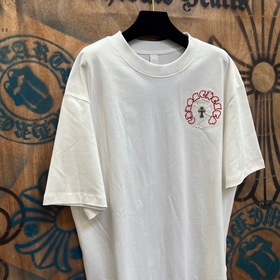 Chrome Hearts 克罗心 十字架绣花圆领短袖 T恤 白色 黑色 A0