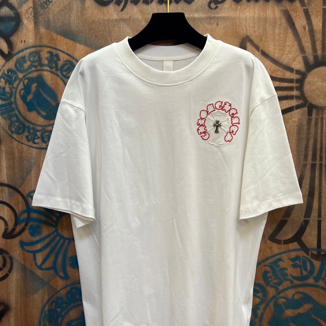 Chrome Hearts 克罗心 十字架绣花圆领短袖 T恤 白色 黑色 A0