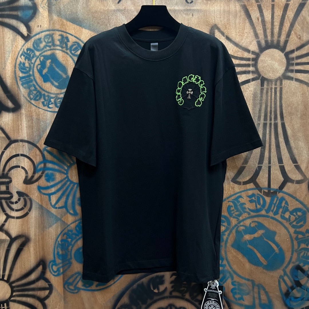 Chrome Hearts 克罗心 十字架绣花圆领短袖 T恤 白色 黑色 A0